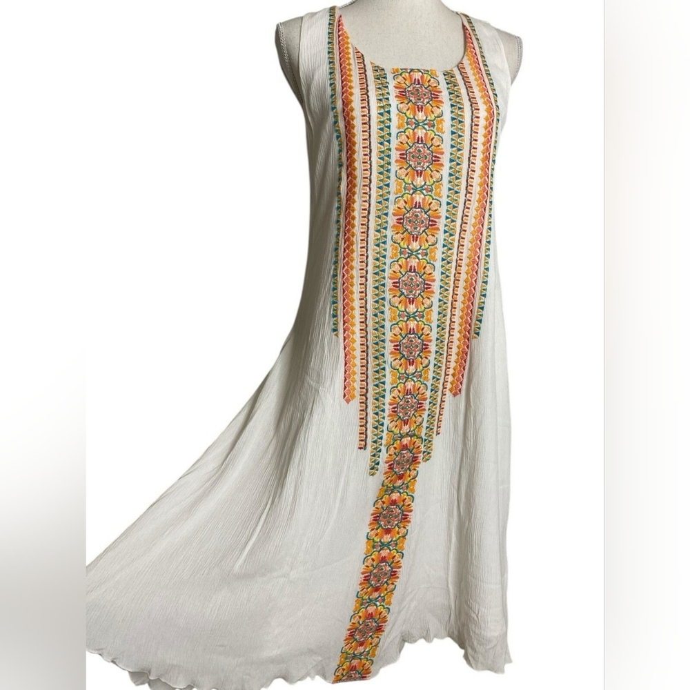 Chico’s White Embroidered Boho Dress